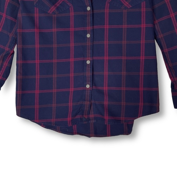 Untuckit Hayden Plaid Shirt Sz 2 Button Up Soft Cotton Blue Red - Picture 4 of 10